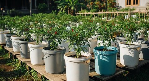 Inspirasi Kebun Cabai Rawit dari Wadah Bekas Dapur/AI