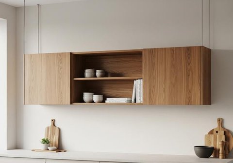 Model Lemari Atas Dapur Minimalis (Image by Gemini AI)