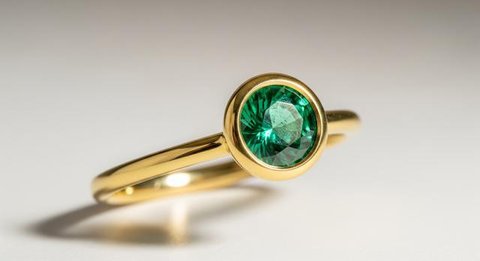 Model Cincin Emas dengan Batu Zamrud yang Diprediksi Tren di 2026/AI