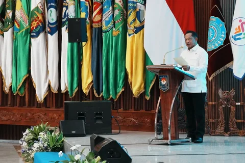 Mendagri Tito Karnavian saat menghadiri Pelantikan Ketua TP PKK dan Tim Pembina Posyandu Provinsi Papua Pegunungan