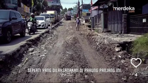 Pengerjaan perbaikan dan rekosntruksi jalan di Parung Panjang Kabupaten Bogor