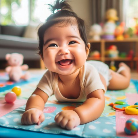 Ilustrasi Bayi Melakukan Tummy Time