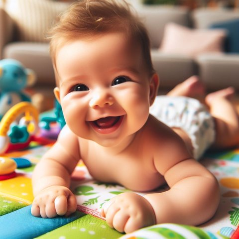 Ilustrasi Bayi Melakukan Tummy Time