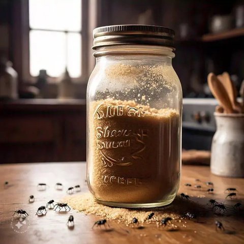 Toples Gula Dikelilingi Semut by Meta AI