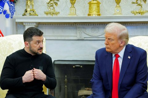 Presiden AS Donald Trump bertemu dengan Presiden Ukraina Volodymyr Zelenskiy di Gedung Putih di Washington, D.C, AS, (28/02/2025)