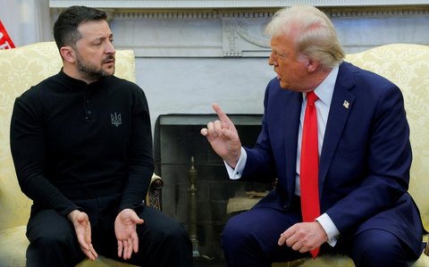 Presiden AS Donald Trump bertemu dengan Presiden Ukraina Volodymyr Zelenskiy di Gedung Putih di Washington, D.C, AS, (28/02/2025)