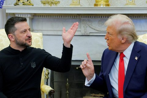 Presiden AS Donald Trump bertemu dengan Presiden Ukraina Volodymyr Zelenskiy di Gedung Putih di Washington, D.C, AS, (28/02/2025)