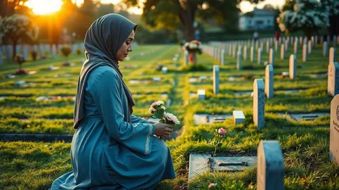caption ziarah kubur Ilustrasi dibuat AI