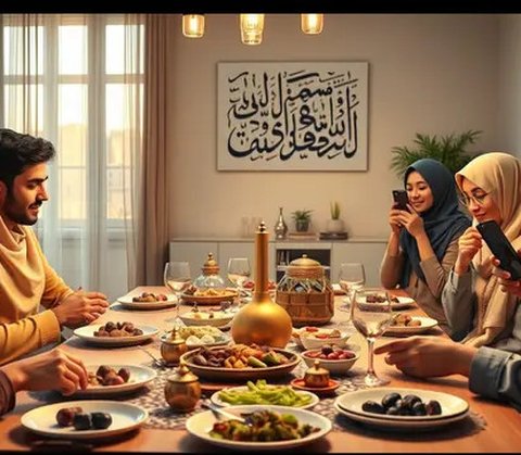 Ilustrasi makan bersama sahur dan buka puasa (iStockphoto)