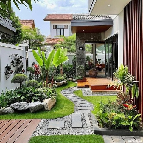 22 Desain Taman Depan Rumah yang Minimalis di Lahan Sempit, Bikin Rumah Jadi Lebih Estetik