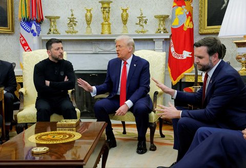 Presiden AS Donald Trump bertemu dengan Presiden Ukraina Volodymyr Zelenskiy di Gedung Putih di Washington, D.C, AS, (28/02/2025)
