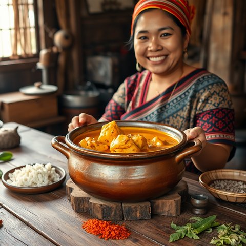Ilustrasi Gulai Ayam Khas Nusantara