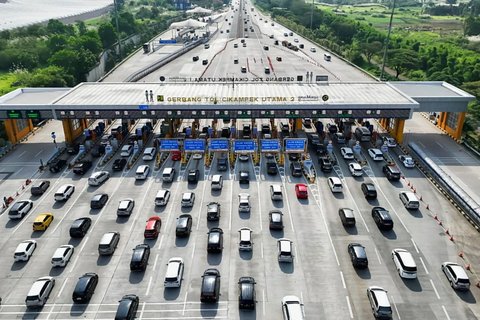Ilustrasi rekayasa one way dan contraflow di gerbang Tol Cikampek Utama 2.