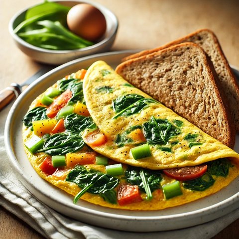 Omelet Sayuran dengan Roti Gandum