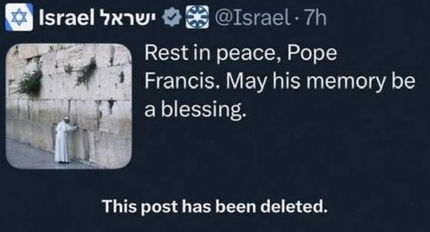 Israel Hapus Ucapan Duka Cita Kematian Paus Fransiskus di Media Sosial, Diduga karena Alasan Ini