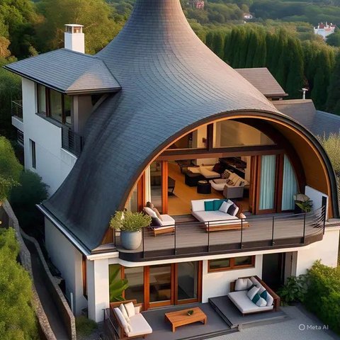 Ilustrasi Gambar Rumah Tingkat by Meta AI