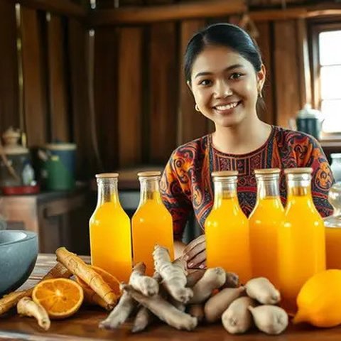 cara membuat jamu kunyit asam Ilustrasi dibuat AI