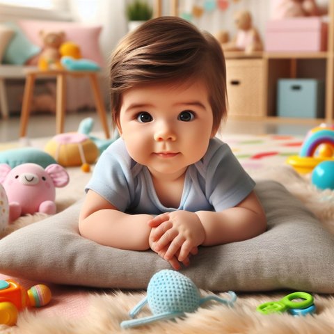 Ilustrasi Bayi Melakukan Tummy Time