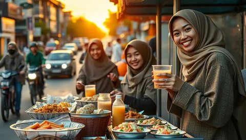 Ilustrasi berjualan takjil (copyright Freepik)