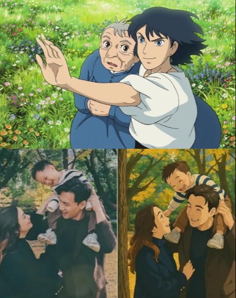 Ilustrasi penggunaan AI untuk menciptakan foto dengan tema ala Studio Ghibli