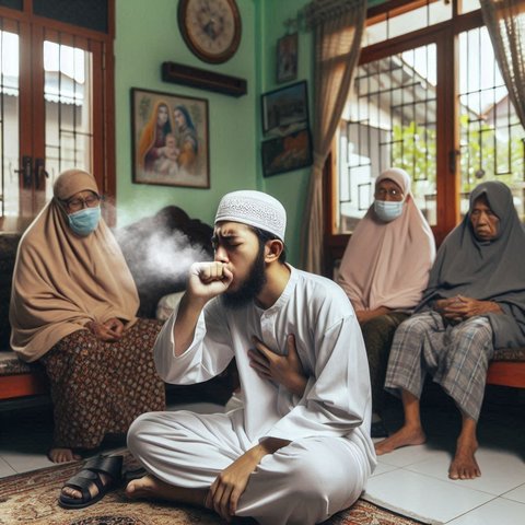Ilustrasi Jamaah Haji Batuk