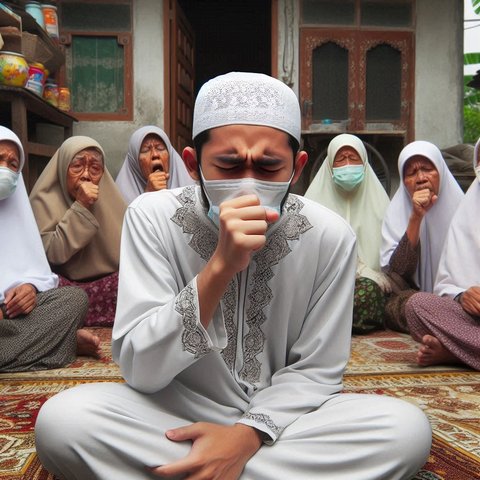 Ilustrasi Jamaah Haji Batuk