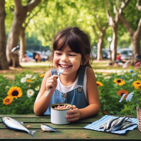Ilustrasi Anak Makan Ikan