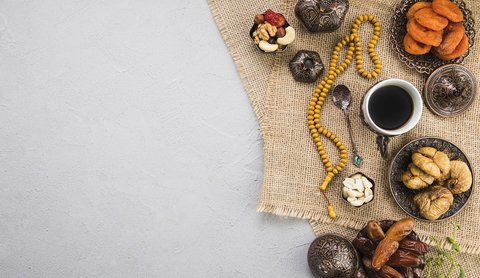 Ilustrasi puasa, buka puasa, sahur. (Background photo created by freepik - www.freepik.com