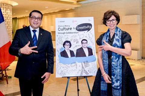Menteri Ekonomi Kreatif (Menekraf), Teuku Riefky Harsya, menerima kunjungan Menteri Kebudayaan Prancis, Rachida Dati