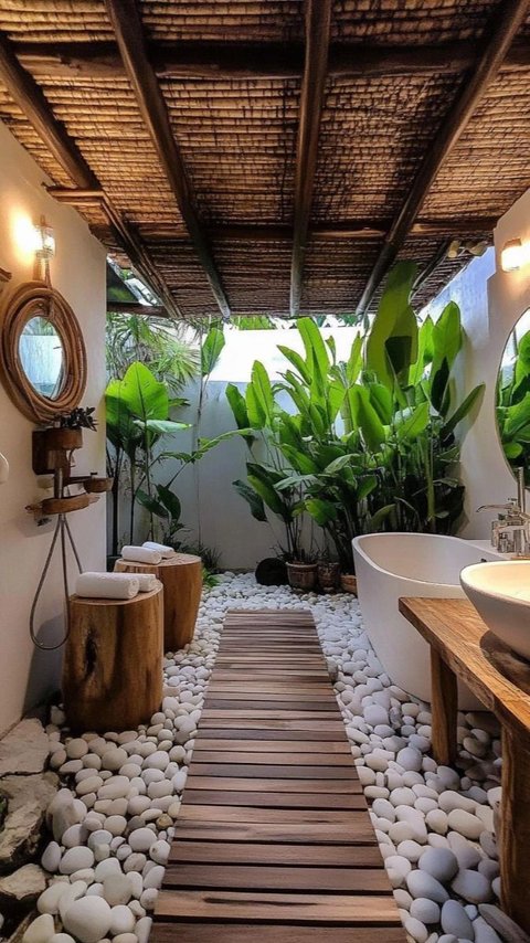 Ilustrasi Kamar Mandi Khas Pedesaan yang Mewah dan Estetik (&copy;Pinterest)