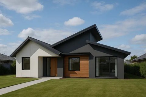Rumah Minimalis 1 Lantai Atap Miring (created by AI)