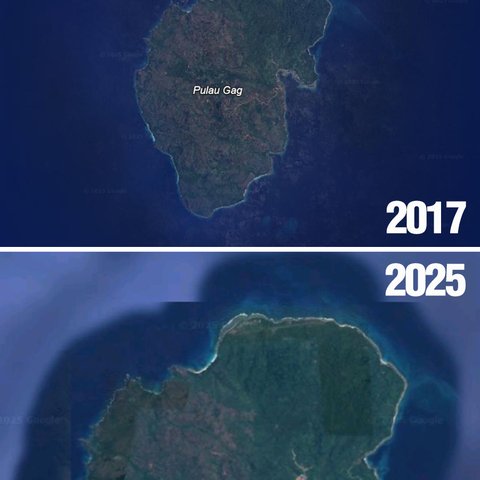 Potret Perubahan Pulau Gag Raja Ampat Akibat Tambang Nikel, Alam Hijau Kini Jadi Cokelat.