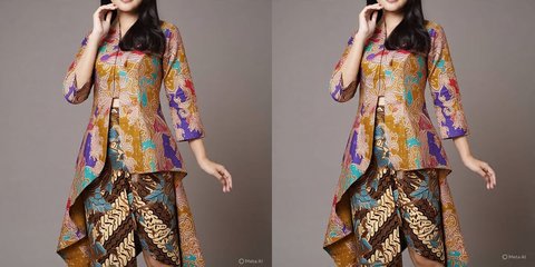 Ilustrasi Tunik Batik Kombinasi Brokat