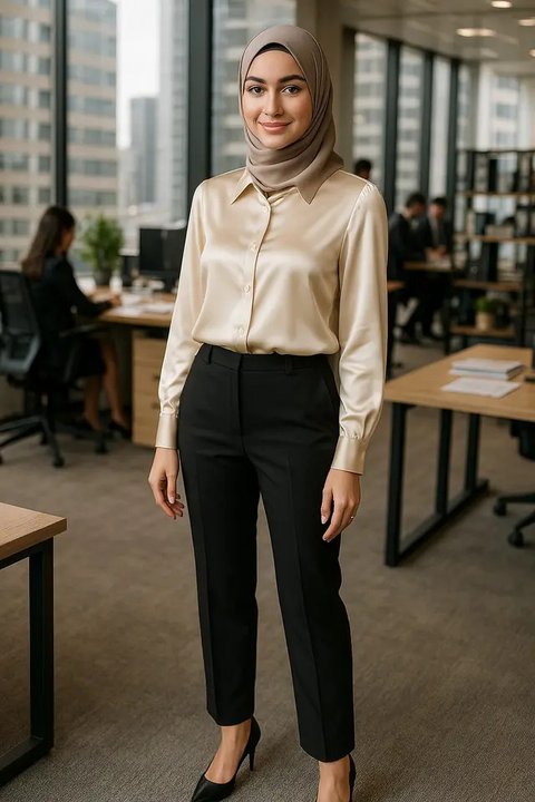 Rekomendasi Baju Kantor Berjilbab Blus Lengan Panjang