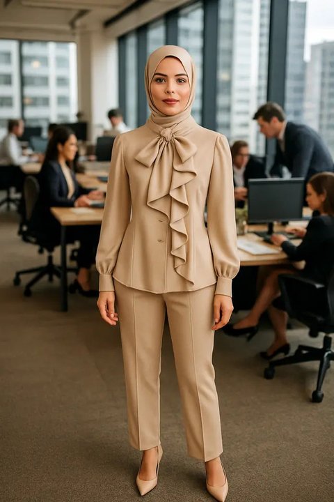 Rekomendasi Baju Kantor Berjilbab Blus Lengan Panjang
