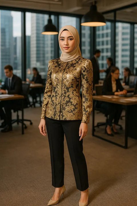 Rekomendasi Baju Kantor Berjilbab Blus Lengan Panjang
