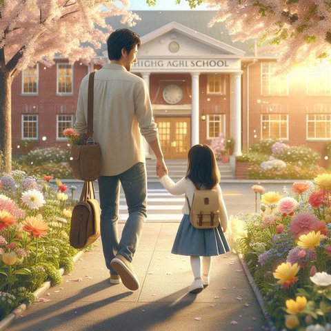 Ilustrasi Anak Berangkat Sekolah