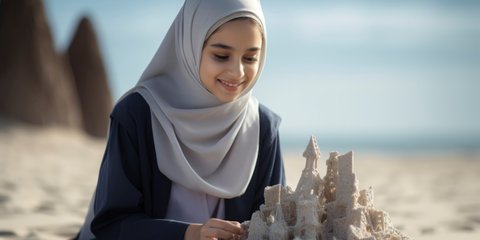 Ilustrasi Model Gamis dengan Rompi Sifon