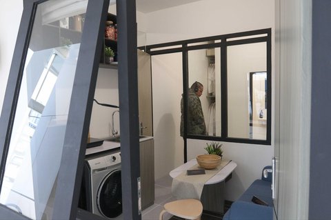 Contoh desain (mock up) rumah subsidi dengan luas 14 m persegi dan 23,4 meter persegi di Jakarta, Minggu (15/06/2025).