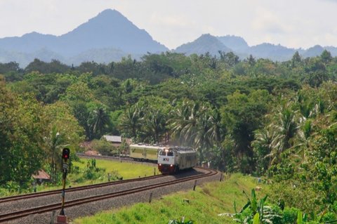Pemandangan alam yang memikat di sepanjang lintasan kereta api Kulon Progo, Yogyakarta, menawarkan pengalaman perjalanan kereta api yang unik dan tak terlupakan.