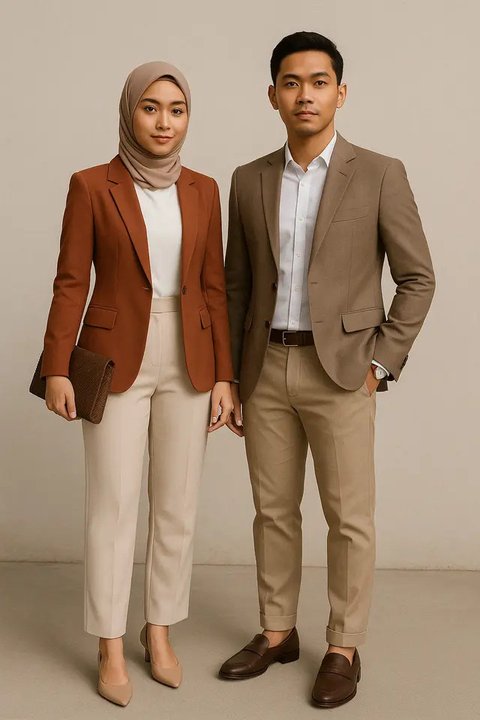 Paduan Earth Tone Outfit untuk Pria dan Wanita di Tahun 2025 (Foto: Rizka Nur Laily via ChatGPT)