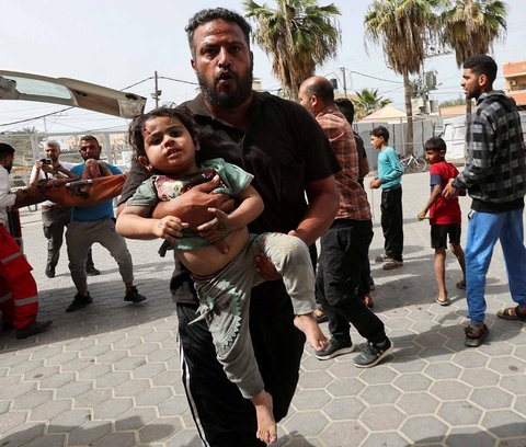 Anak-anak yang menjadi korban serangan terbaru Israel selama 24 jam terakhir  di Gaza, Palestina  (17/05/2024)