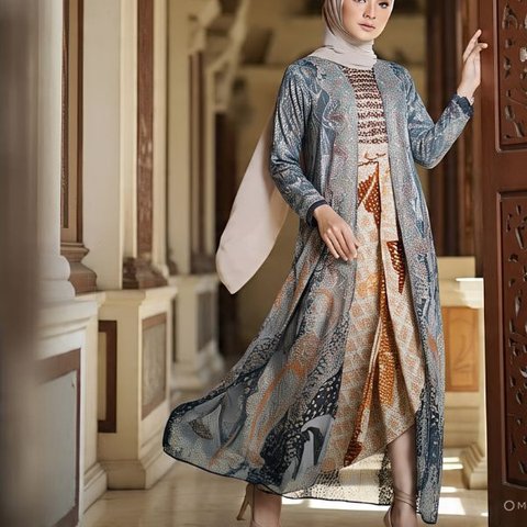 Ilustrasi Model Cardigan Brokat untuk Gamis