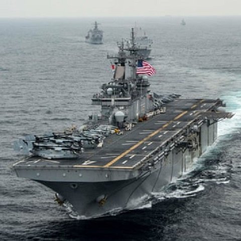 Trump mengatakan USS Boxer mengambil tindakan setelah drone itu berada dalam jarak 1.000 yard. (Craig Z Rodarte / AFP)