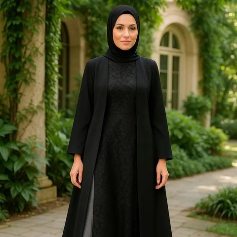 Gamis Brokat Terracotta A-Line dengan Inner Satin/AI