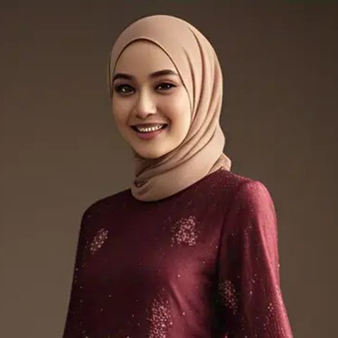 Gamis Brokat Burgundy Model A-Line dengan Payet/AI