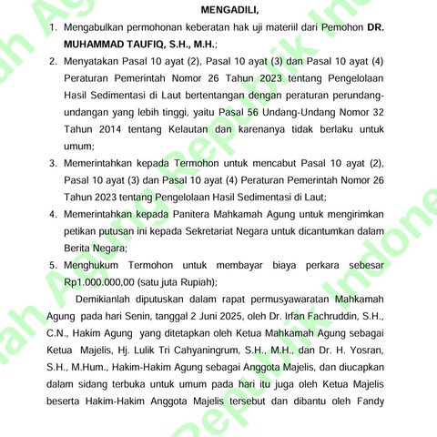 Bunyi Putusan MA Batalkan Kebijakan Jokowi soal 'Obral' Pasir Laut ke Asing