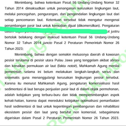 Bunyi putusan MA soal ekspor pasir lau era Jokowi