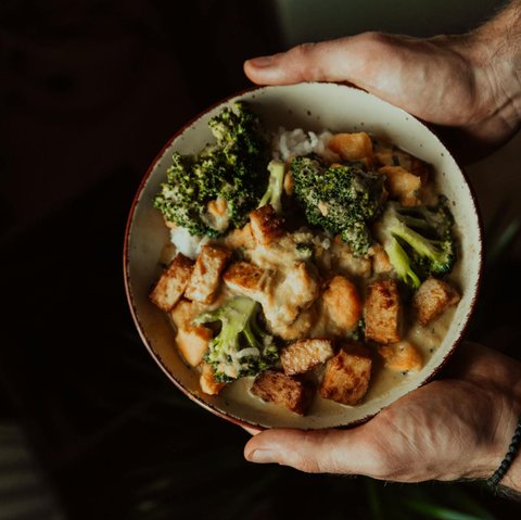 ilustrasi makan sehat seperti sayur dan daging