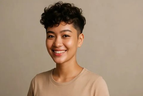 Ilustrasi Potongan Rambut Pendek Keriting Mengembang